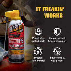 Blaster spray stream in use reaching bolt threads for easier loosening