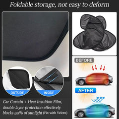 Blazeray sunshade in a parked Mach‑E showing comfort and interior protection