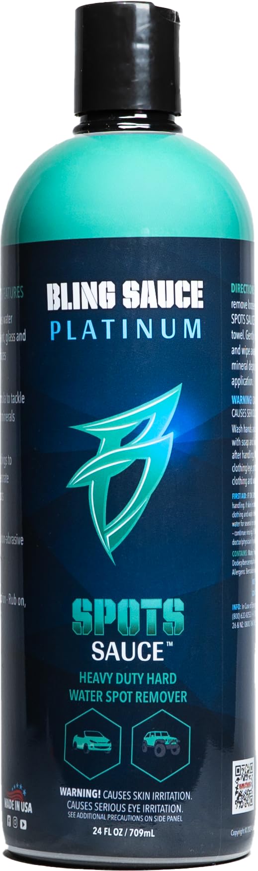 Bling Sauce front label on 24oz bottle showing product name and claims
