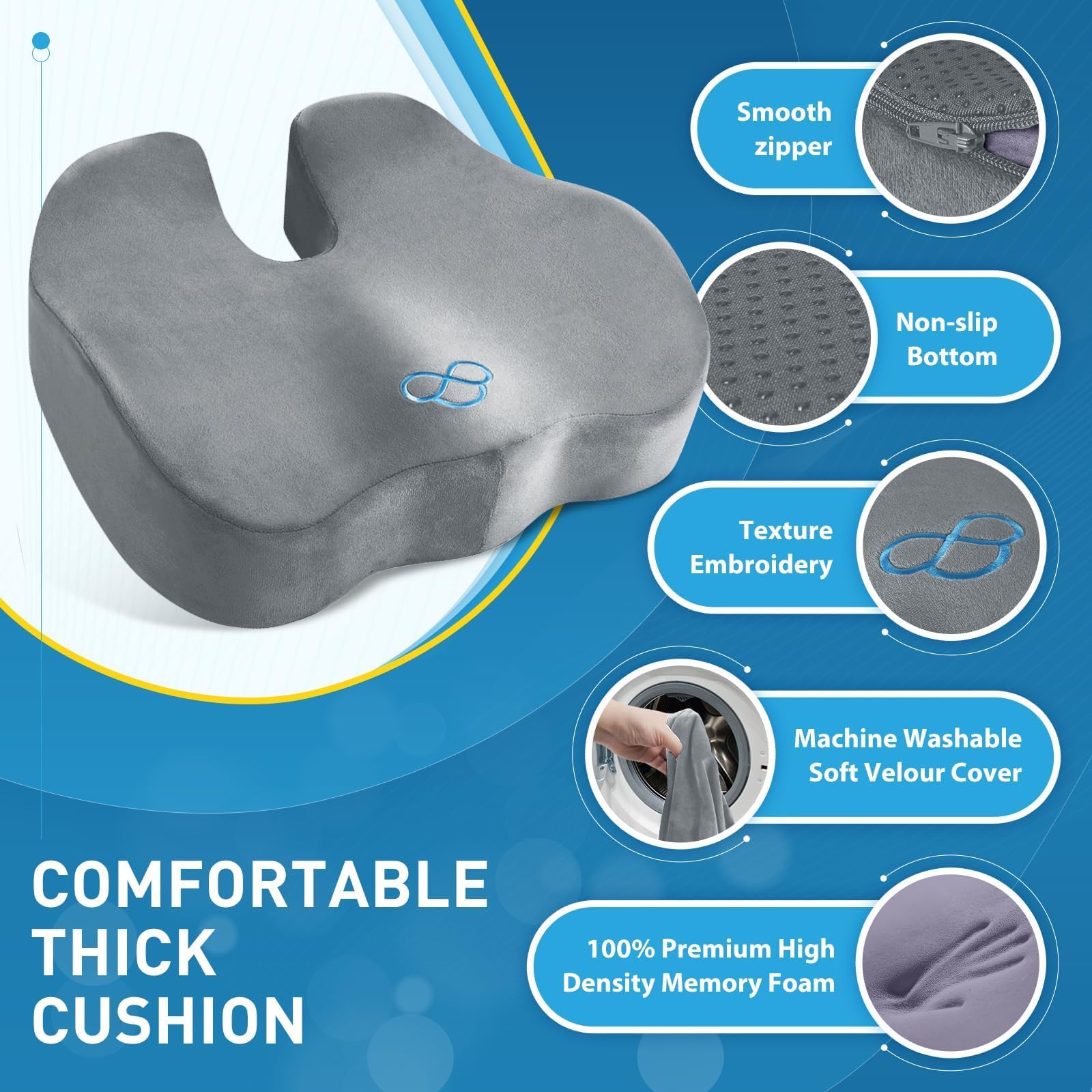 BlissTrends non-slip base detail preventing cushion movement on seats