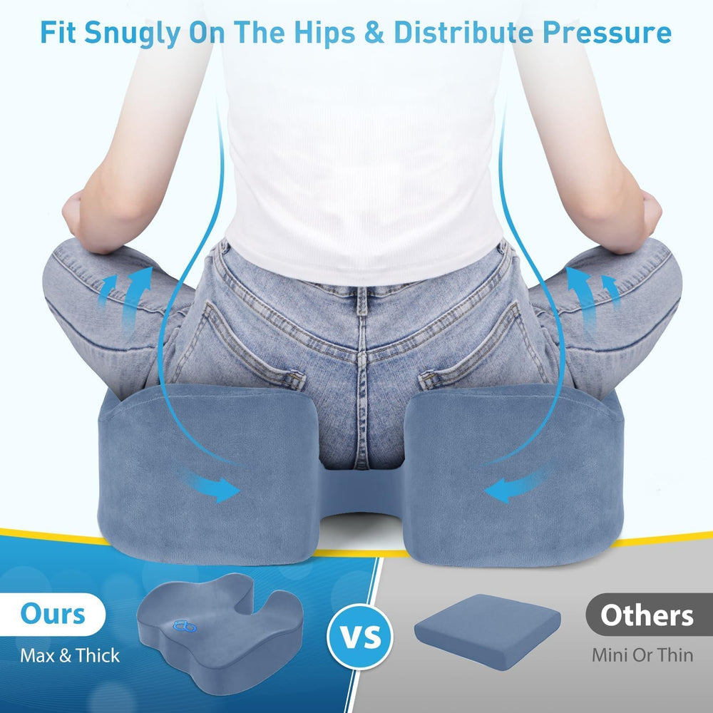 BlissTrends cushion profile highlighting ergonomic contour and thigh support for better posture