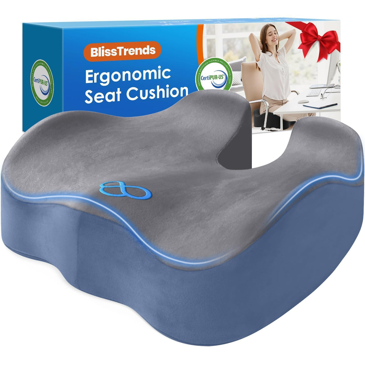 BlissTrends front view of XL cushion showing overall shape and comfort