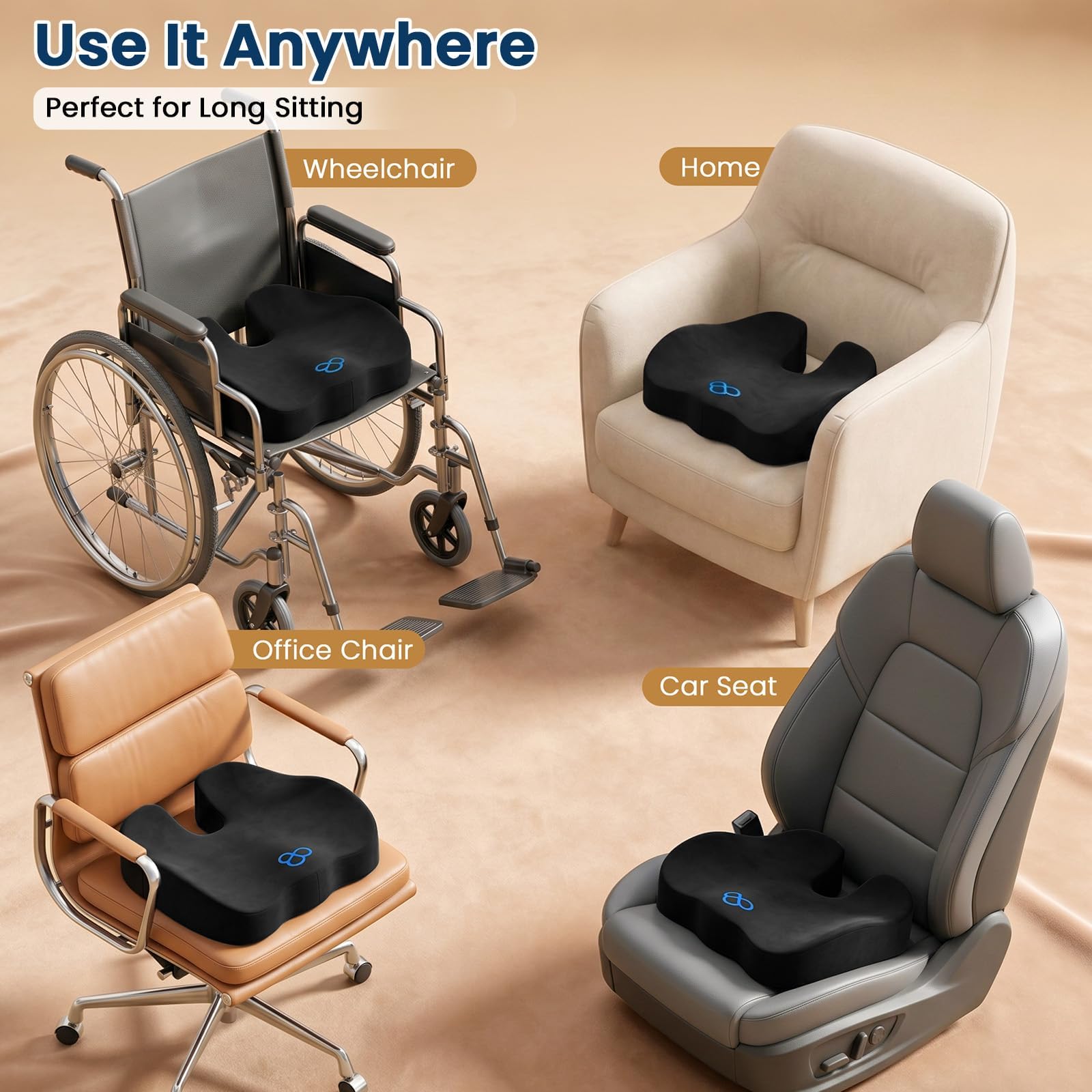 BlissTrends cushion installed on car seat improving driving comfort