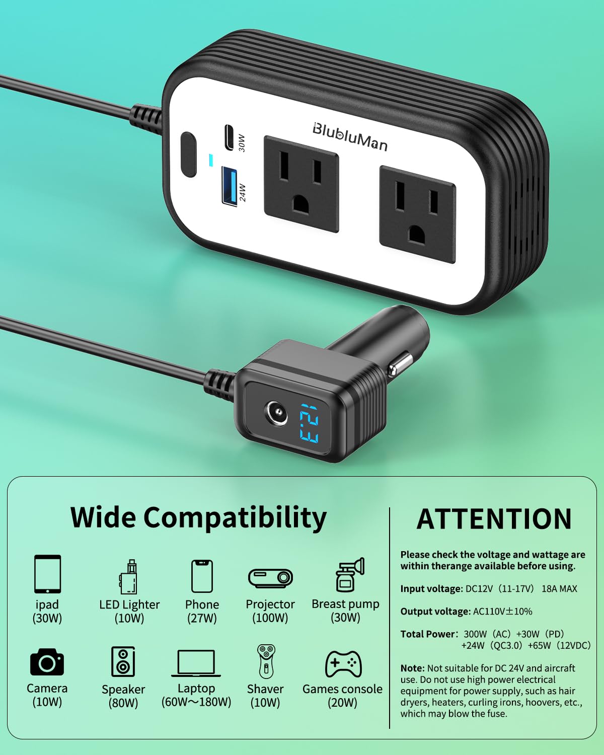 Blubluman powering laptop and phone for mobile productivity