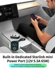 Blubluman dedicated Starlink Mini output powering satellite connectivity