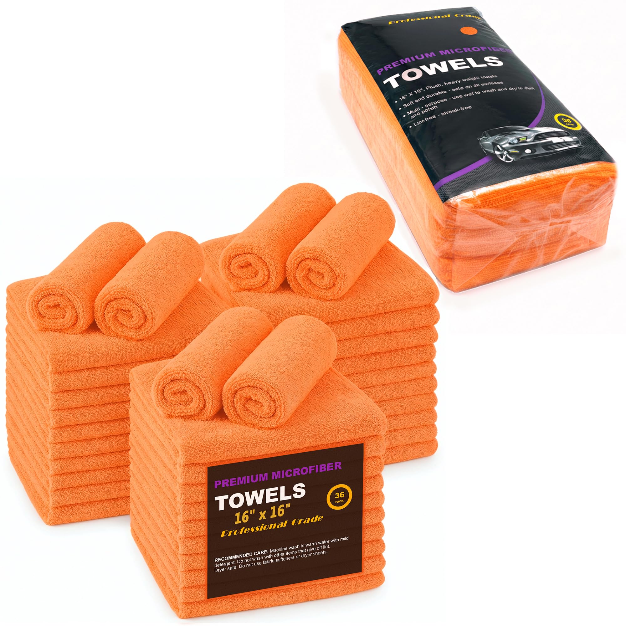 Blue Horizon front packaging of 36 orange towels shows quantity and color for organized cleaning