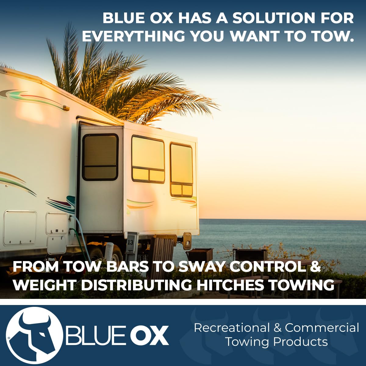 Blue Ox pins installed on trailer hitch in lifestyle setting, confidence in use