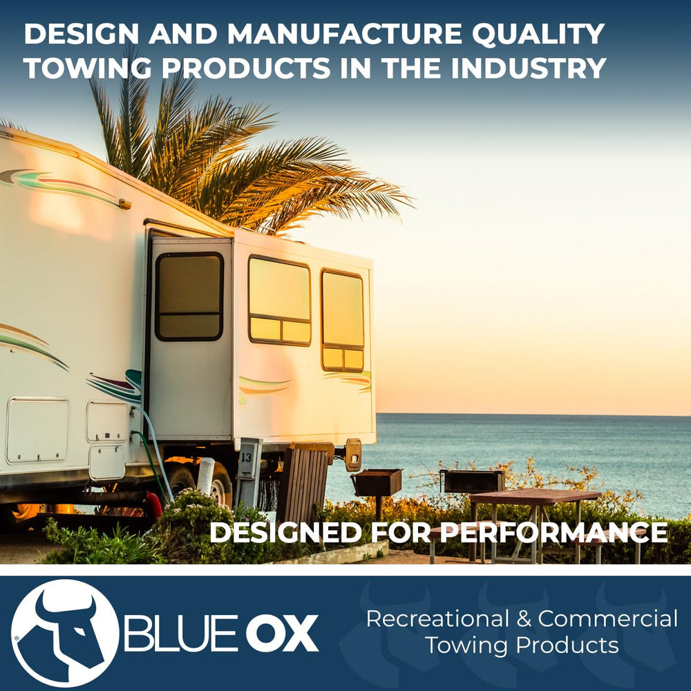 Blue Ox lock kit in use on a truck hitch showing convenience and increased towing confidence