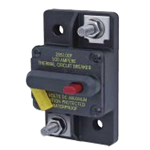 Blue Sea Systems breaker installed on boat bulkhead demonstrating compact fit and engine-room suitability