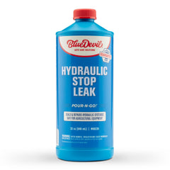 BlueDevil bottle front view showing quart size and clear product purpose for quick identification