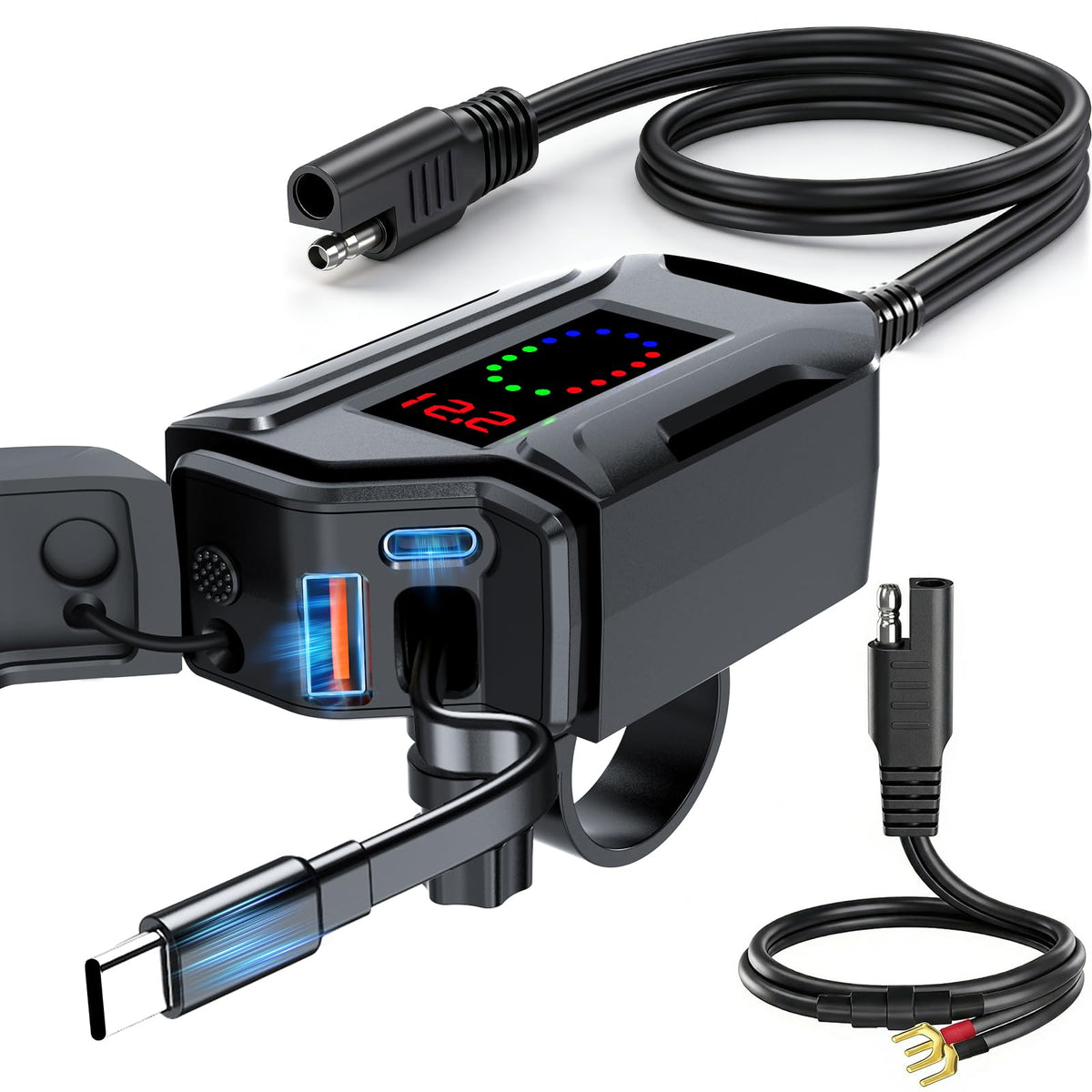BlueFire front view showing ports and compact housing for reliable charging