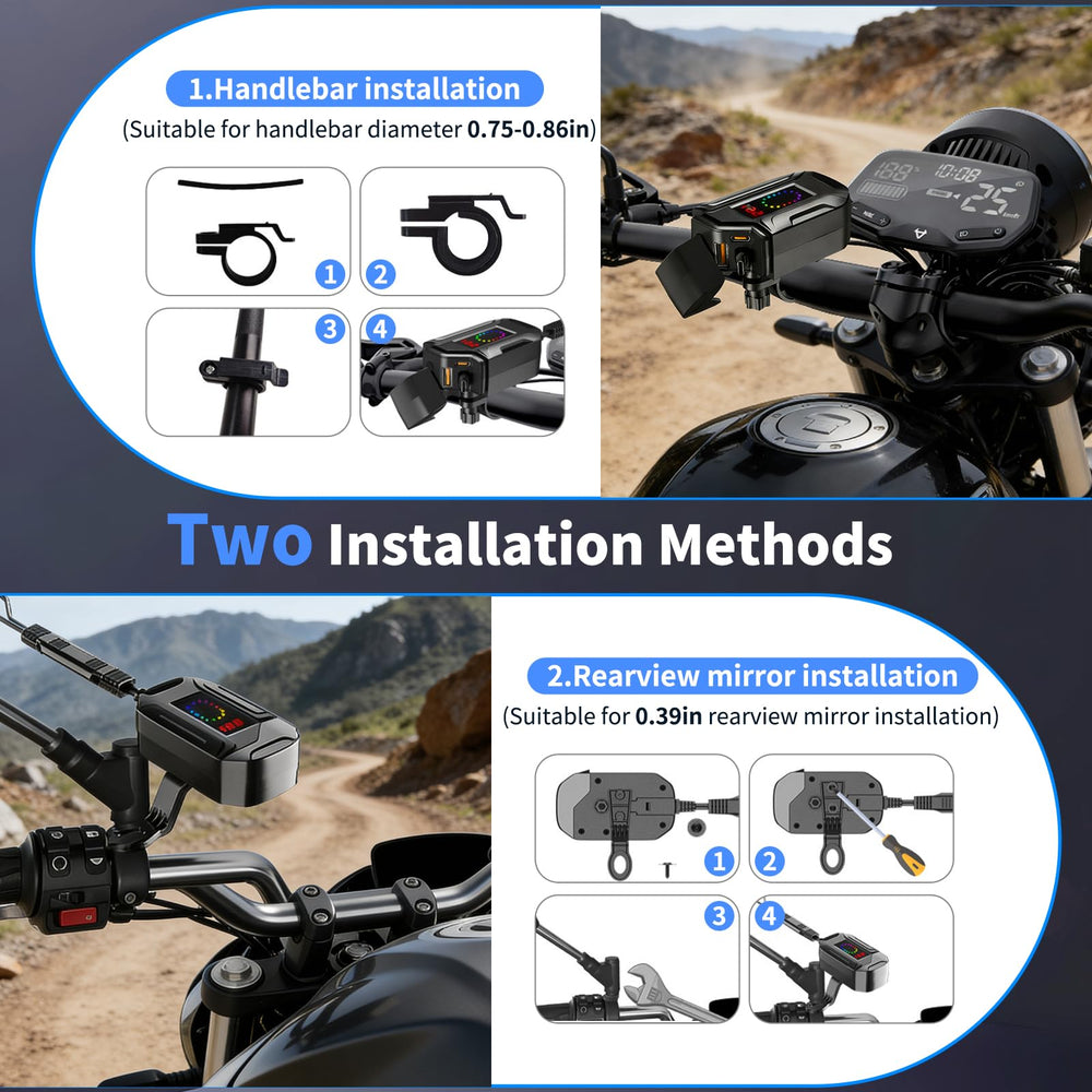 BlueFire mounted on mirror stem showing alternative mounting flexibility