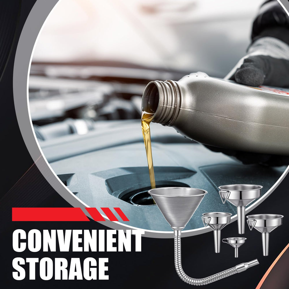 Blulu funnel pouring engine oil with no spill for cleaner maintenance benefit