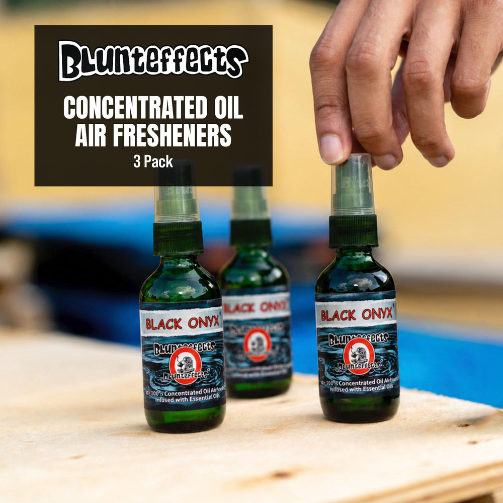 Blunteffects bottle close-up highlighting compact design and concentrated formula benefit