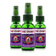 Blunteffects front packaging showing three Nag Champa bottles and bold scent benefit