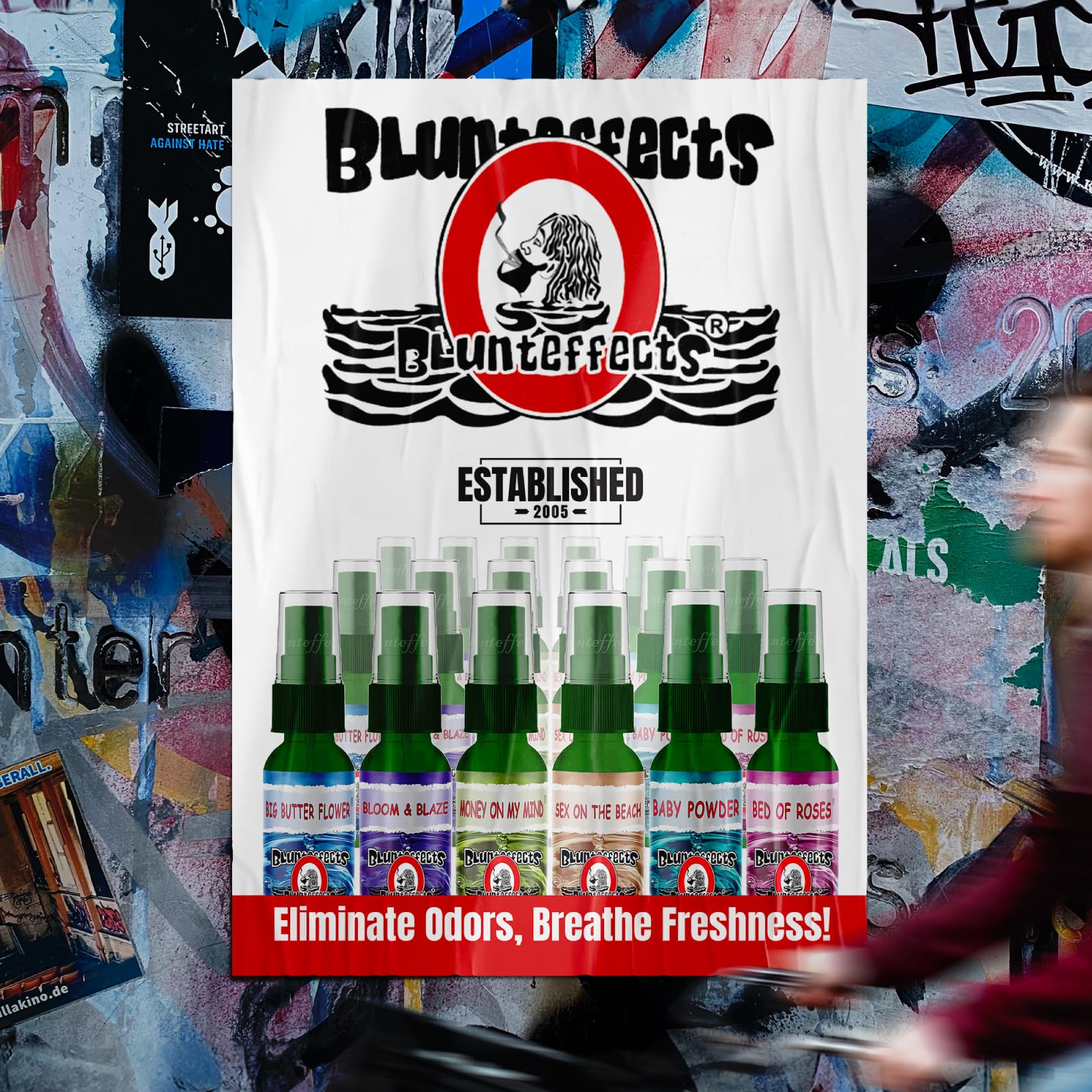 Blunteffects spray nozzle detail showing easy-to-use spray and precise mist