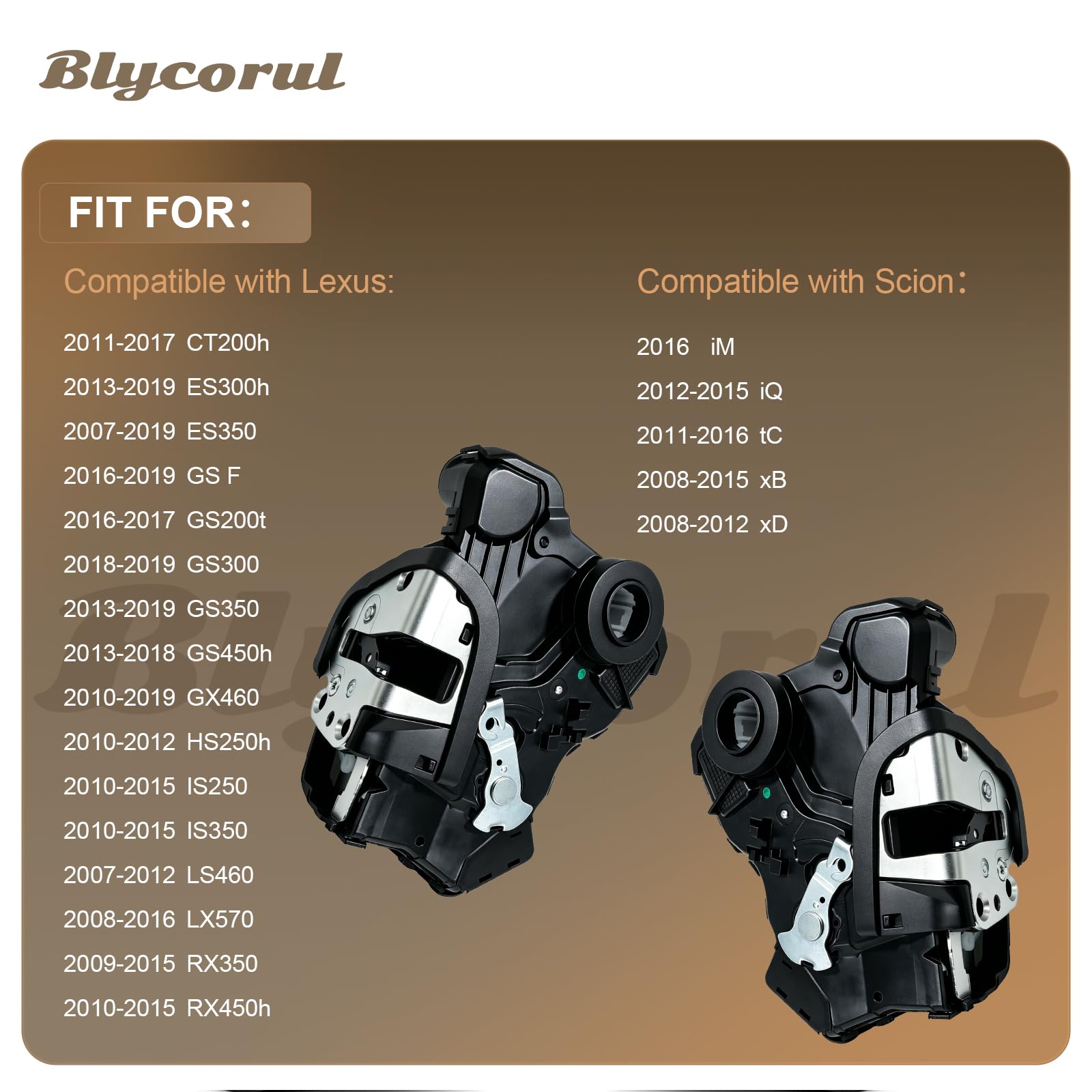 Blycorul actuators installed inside car door demonstrating restored locking