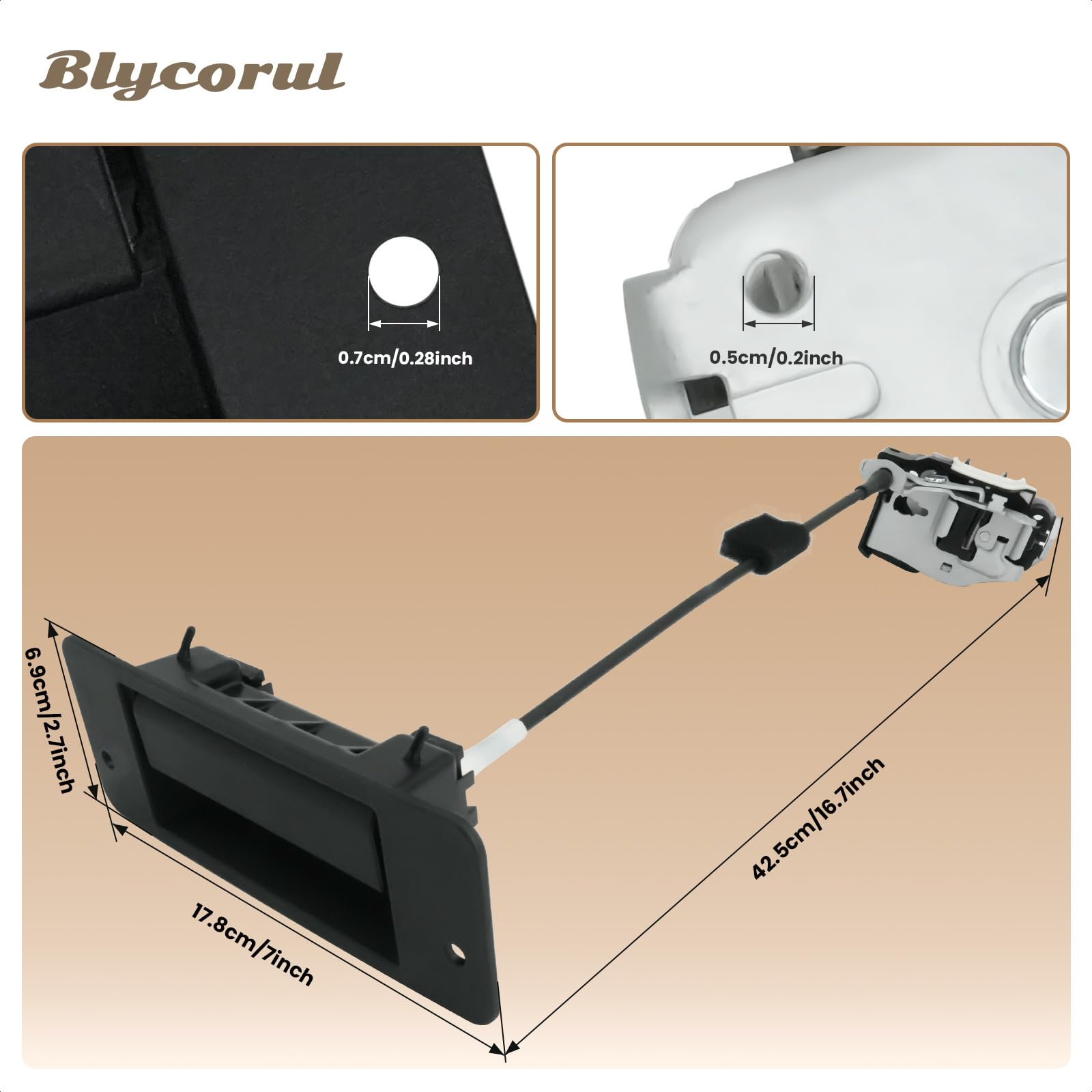 Blycorul latch scale comparison with ruler showing correct sizing confidence