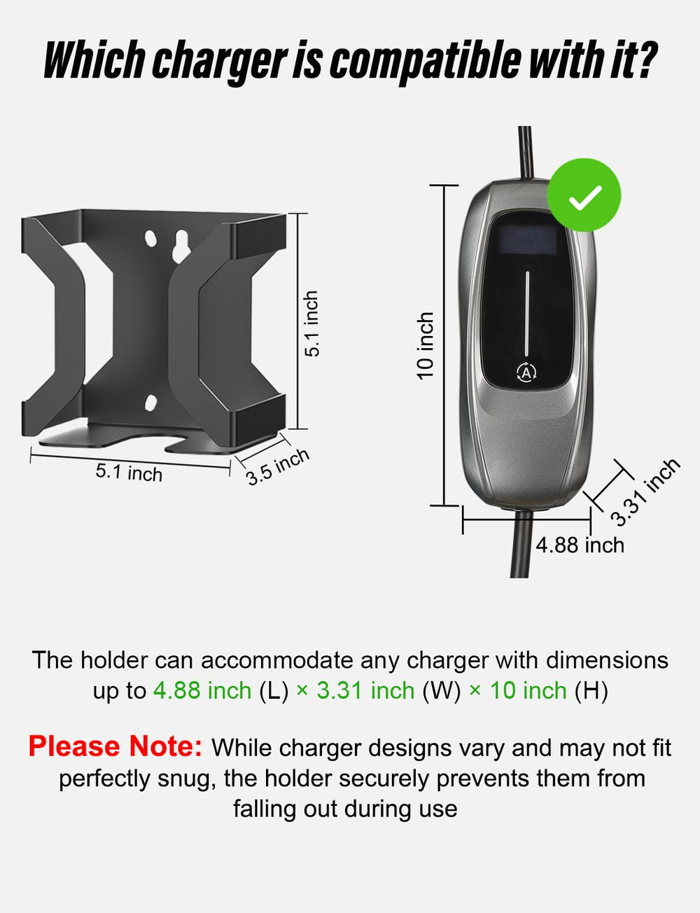 BMZX next to J1772 connector for clear size and fit confirmation