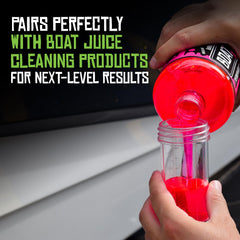 Boat Juice Hydrosuds producing thick foam on hull that clings to surface