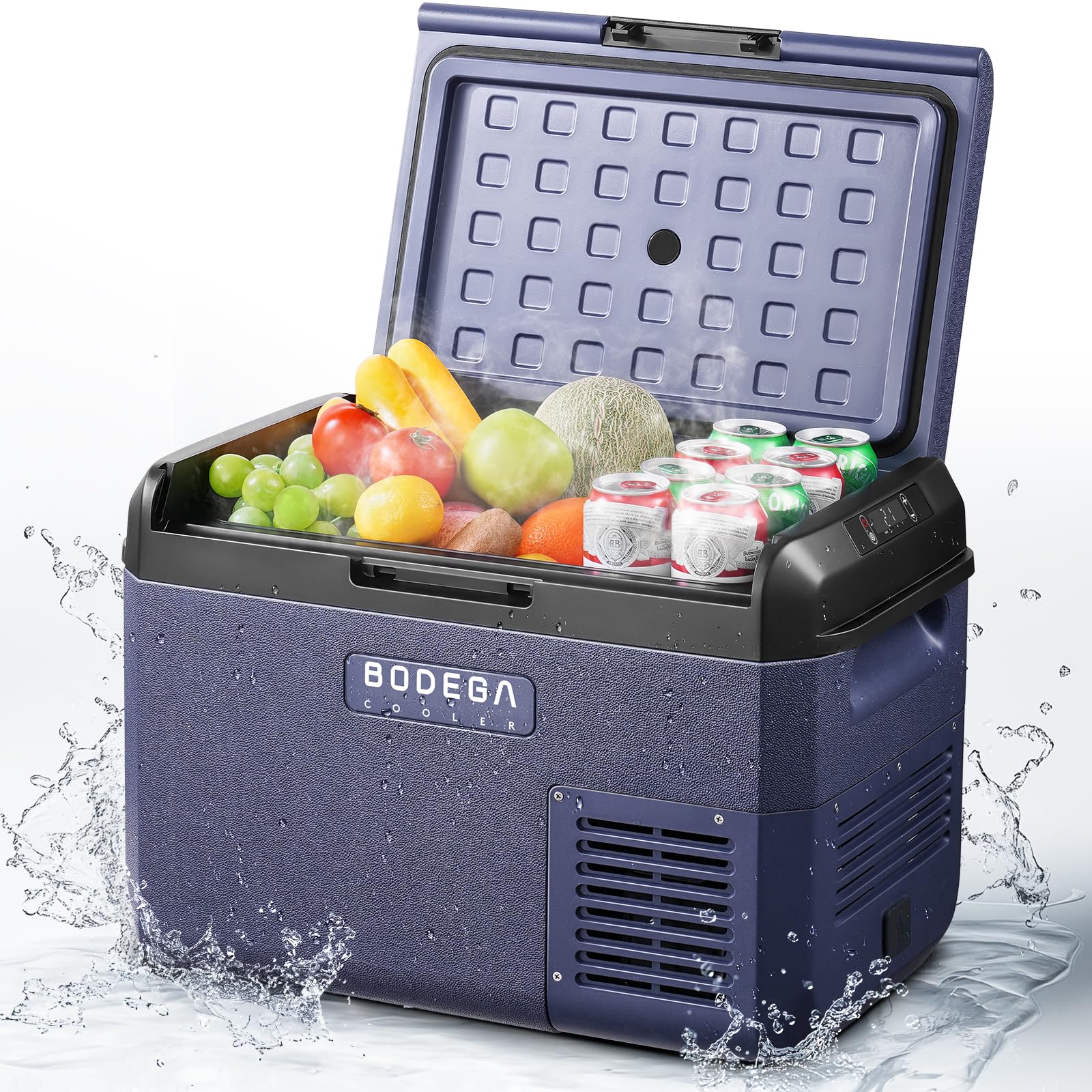 BODEGA front view of 26QT car fridge showing compact design and quick access