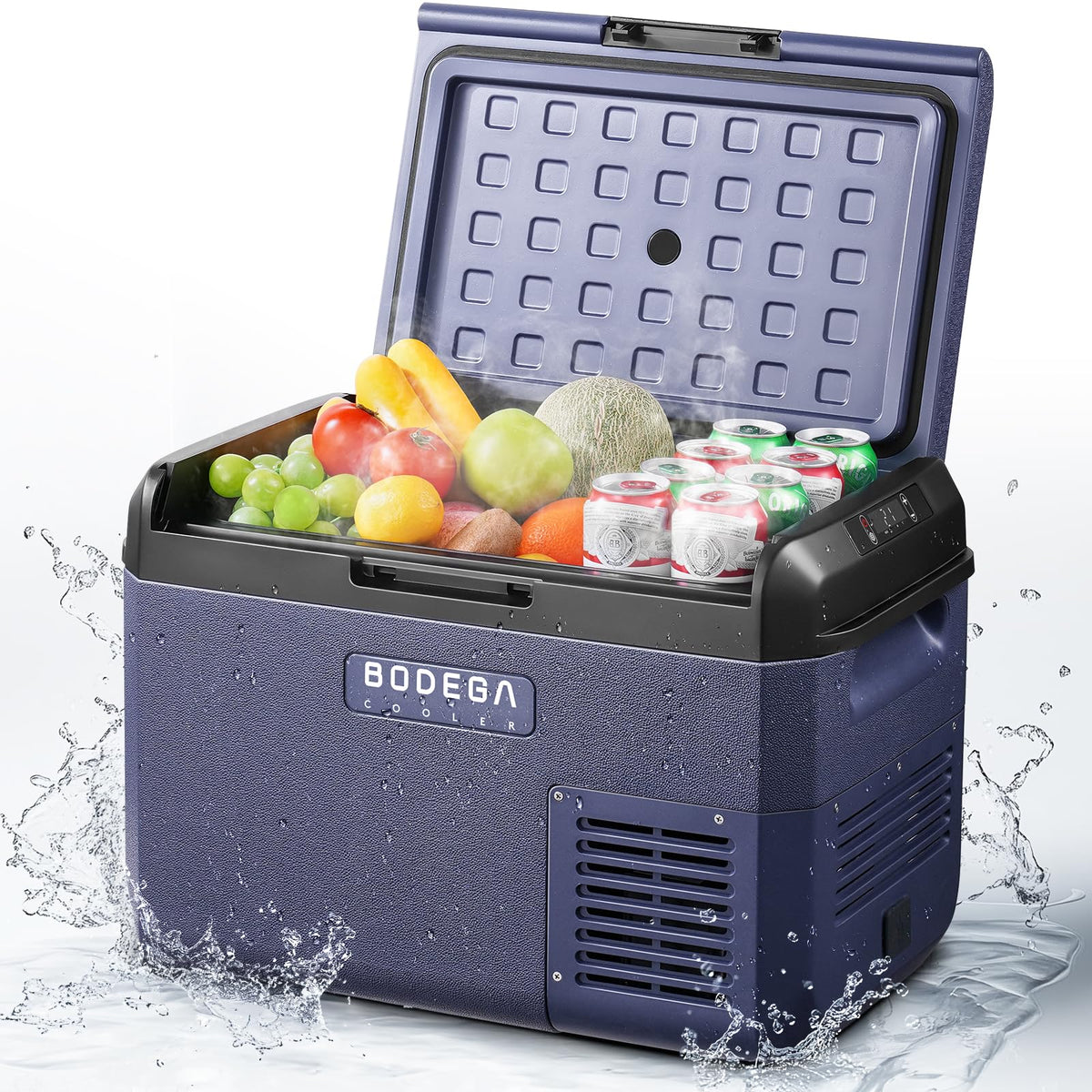 BODEGA front view of 26QT car fridge showing compact design and quick access