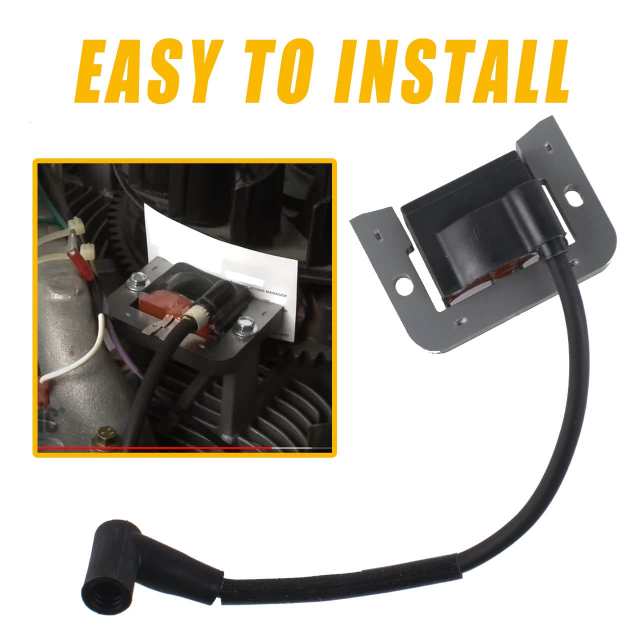 Boine ignition coil mounted on Kohler engine demonstrating direct-fit and improved starting
