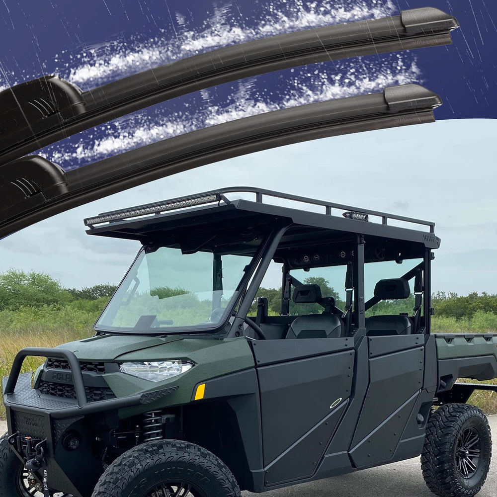 Boine kit in use on off-road UTV illustrating easy manual windshield clearing
