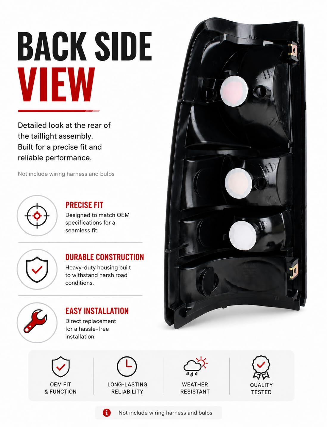 Boine tail light next to ruler showing exact dimensions for correct fit