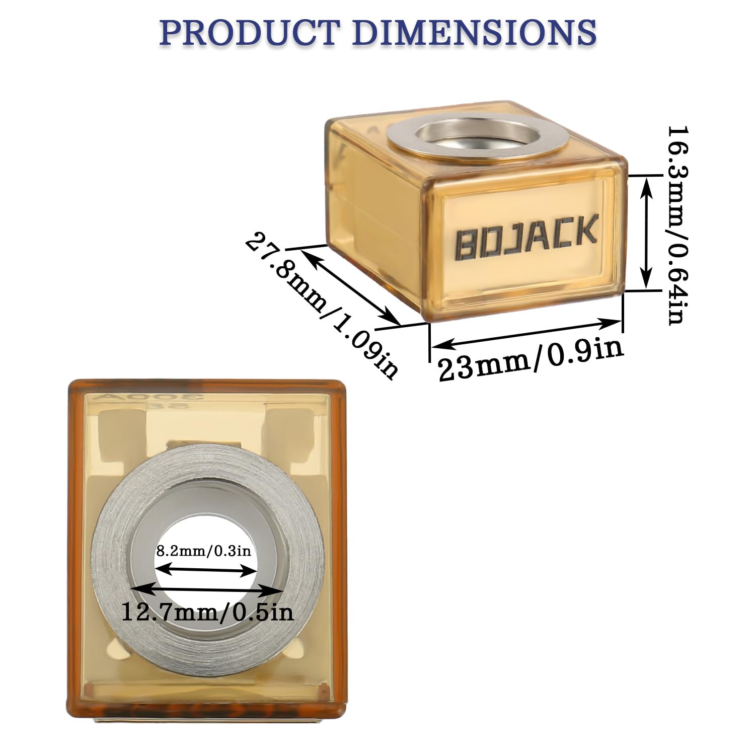 BOJACK fuse block installed on boat battery demonstrating space-saving fit