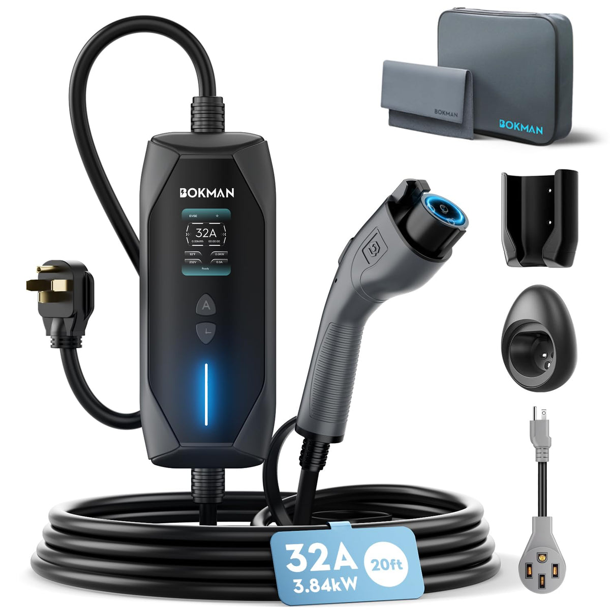 bokman front view of charger showing compact design and easy mount benefit