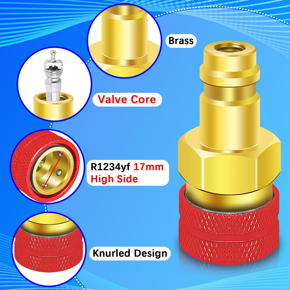 Boltigen adapter attached to low-pressure port demonstrating correct connection and safety