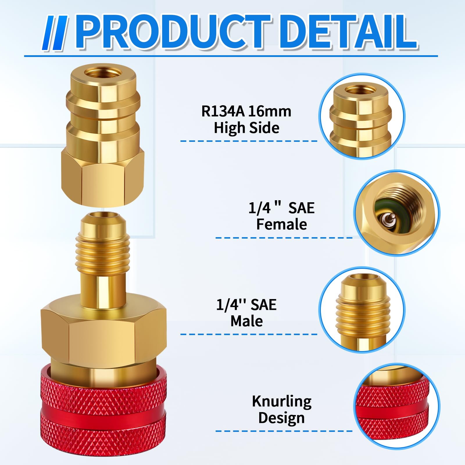 Boltigen red and blue high-low adapters side-by-side for fast identification
