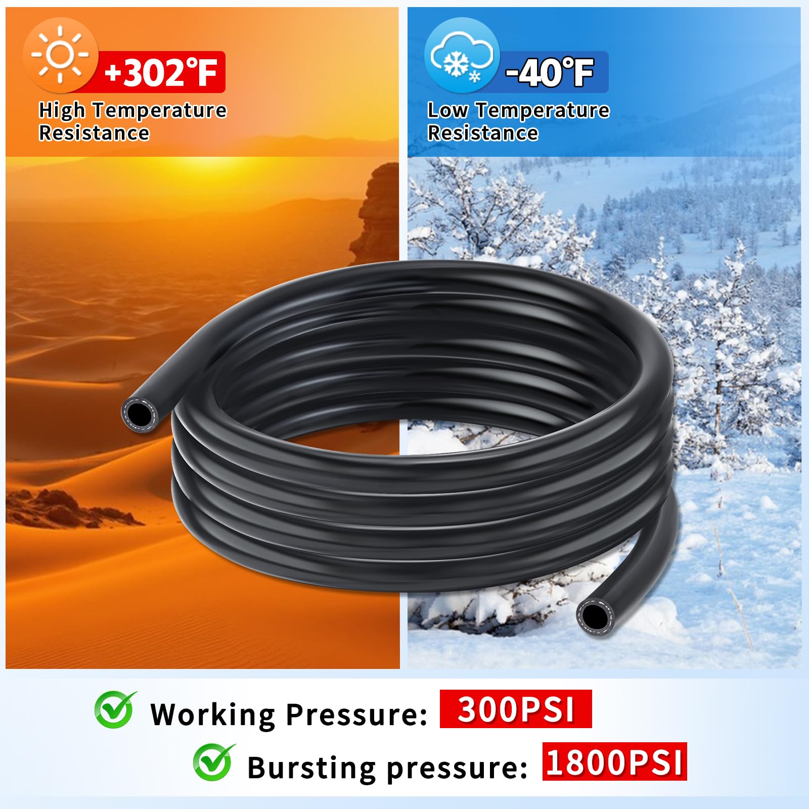 Boltigen hose beside ruler showing 1/2 inch ID and 0.78 inch OD for sizing