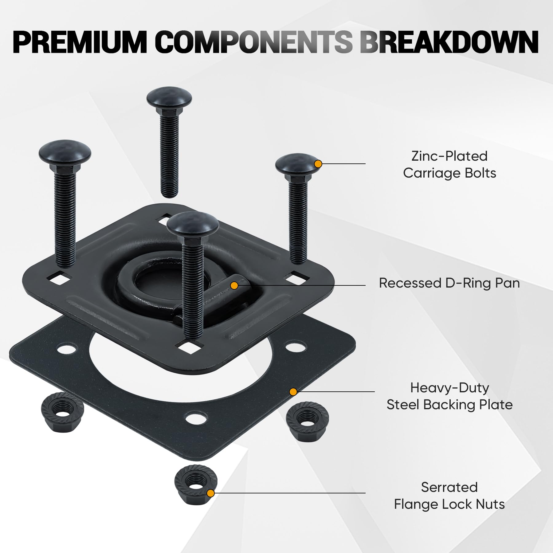 Bolvixor flush mounted anchor in truck bed minimizing tripping hazards and obstruction