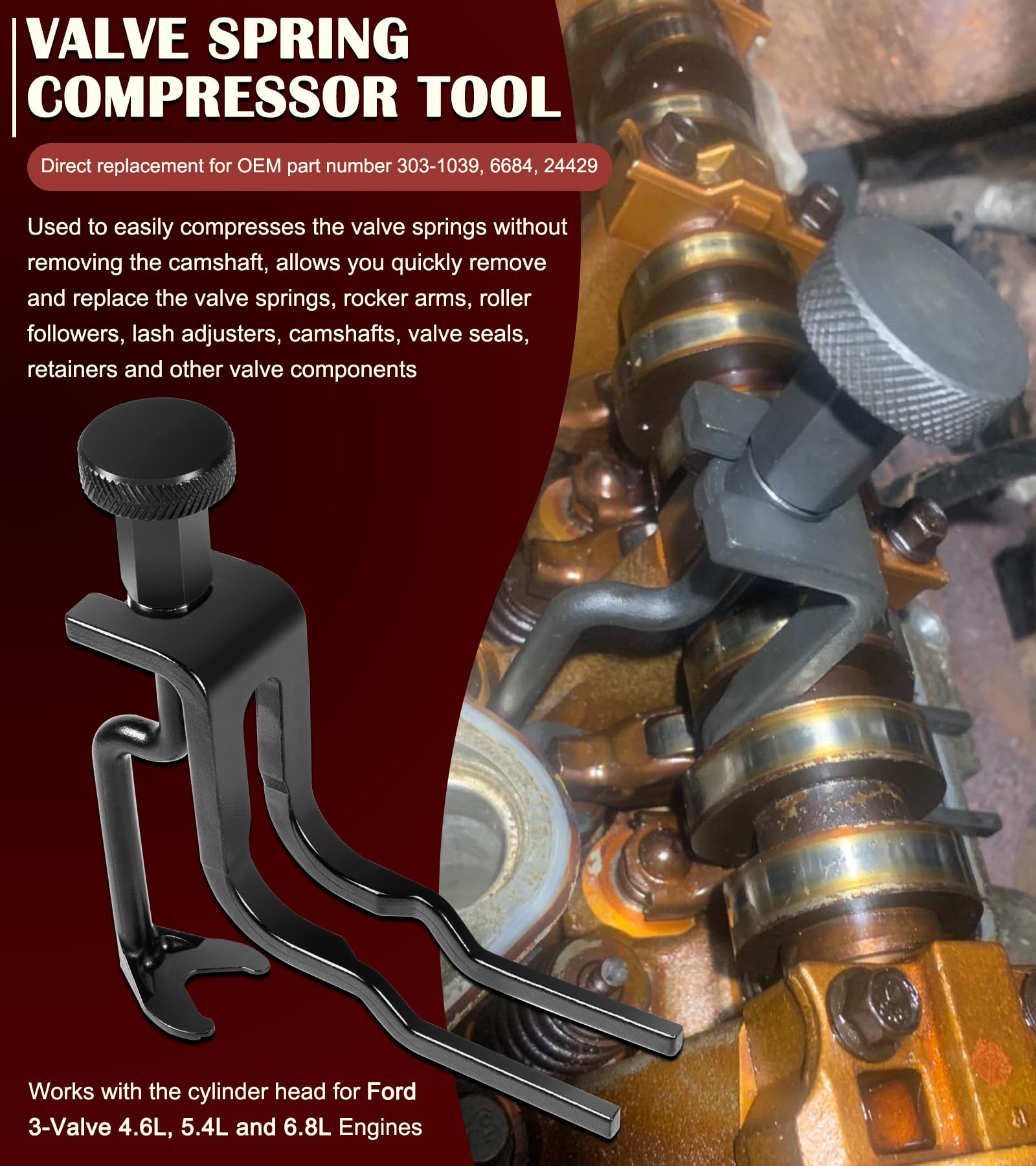 Bonbo tools in use on engine demonstrating correct placement to protect valves