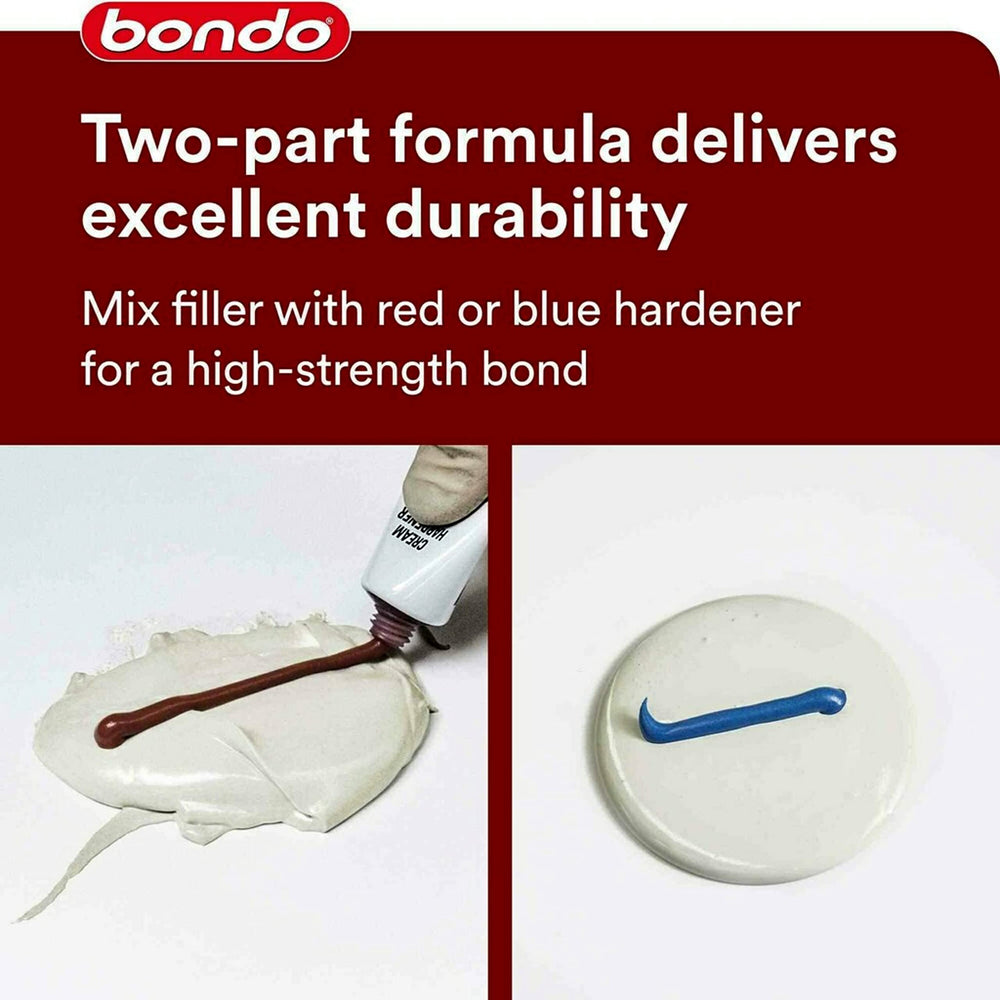 bondo adhered to metal panel, brand strong bond for auto repairs