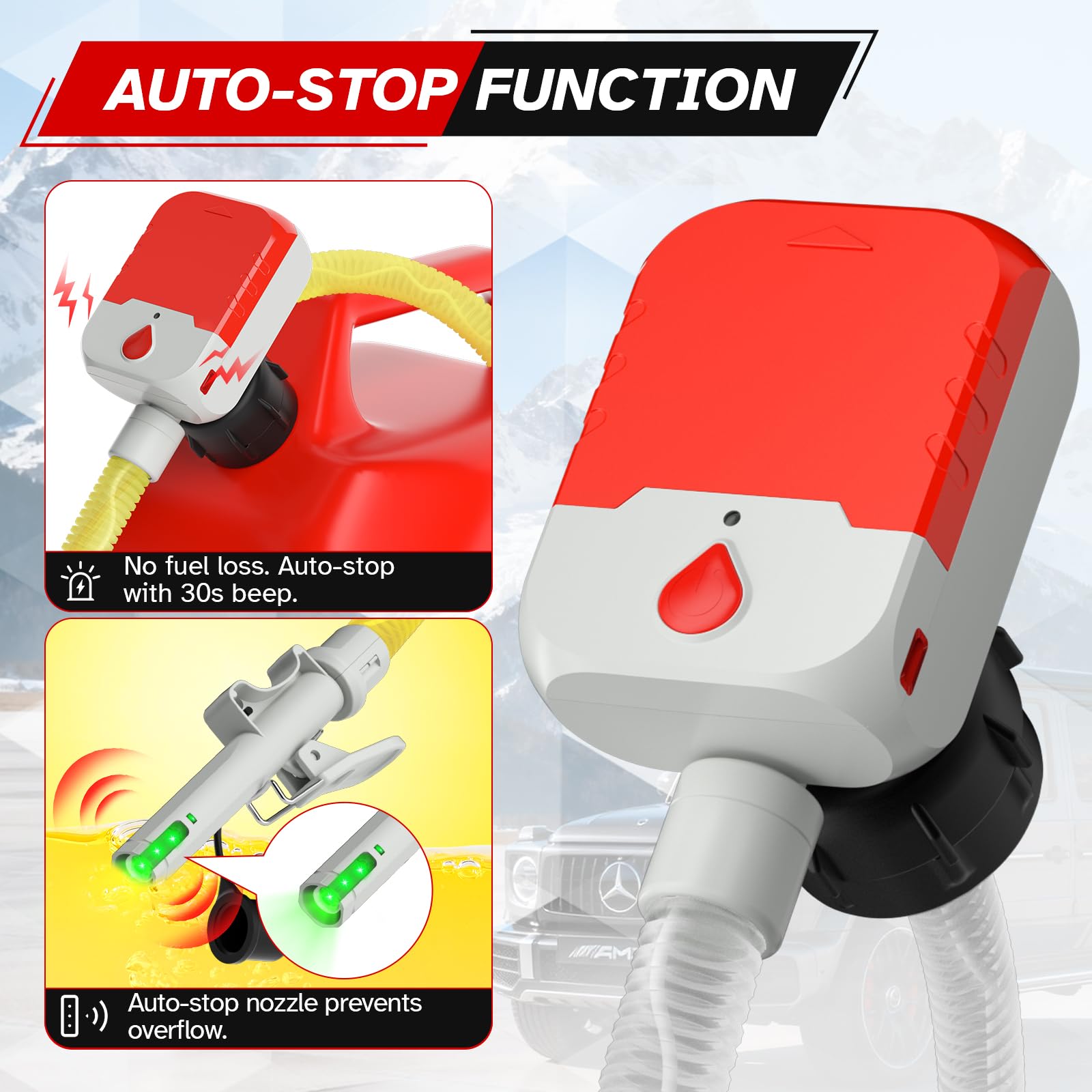 Bonviee closeup of auto‑stop nozzle preventing overflows for safer refueling