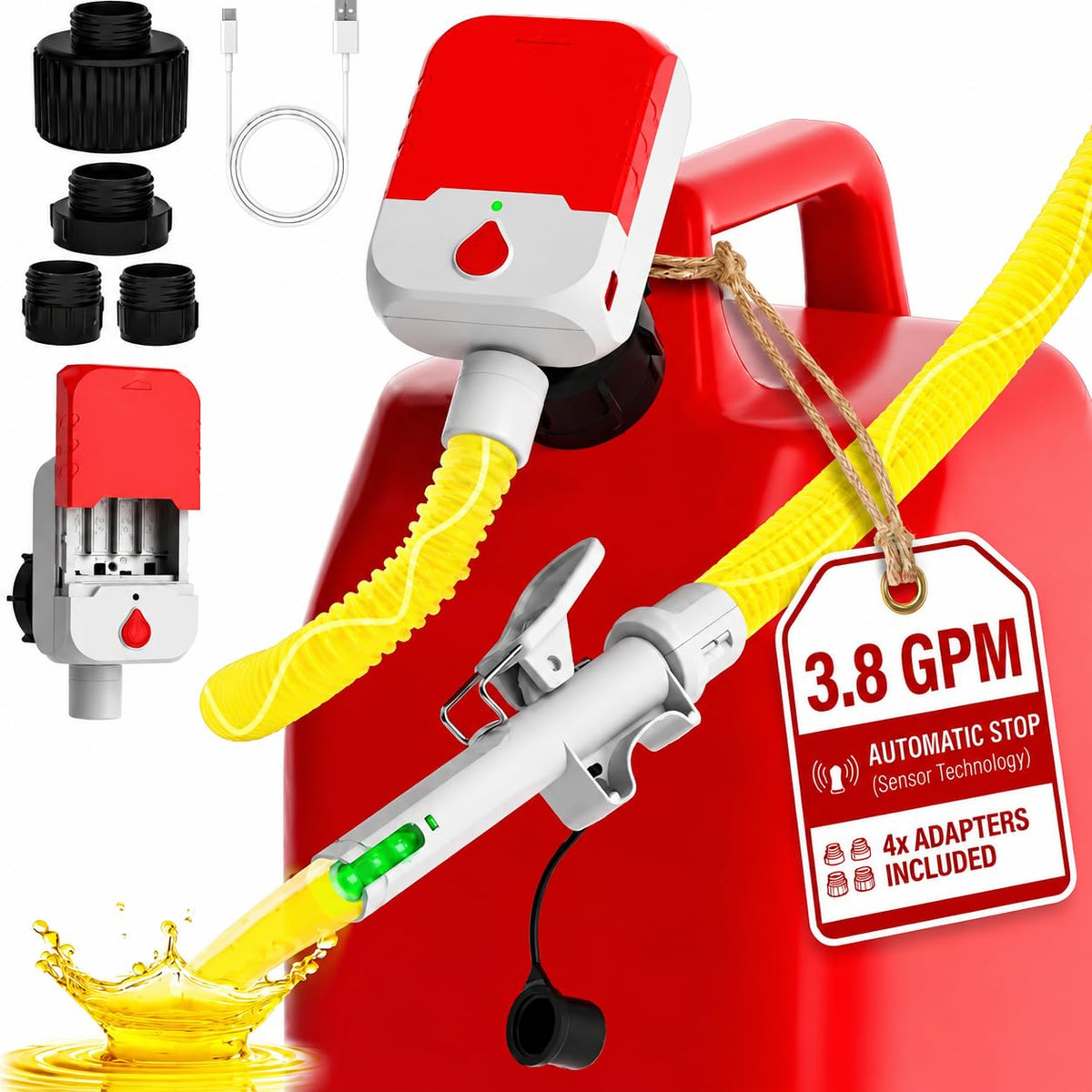 Bonviee front view with nozzle showing easy handling and portable fueling benefit