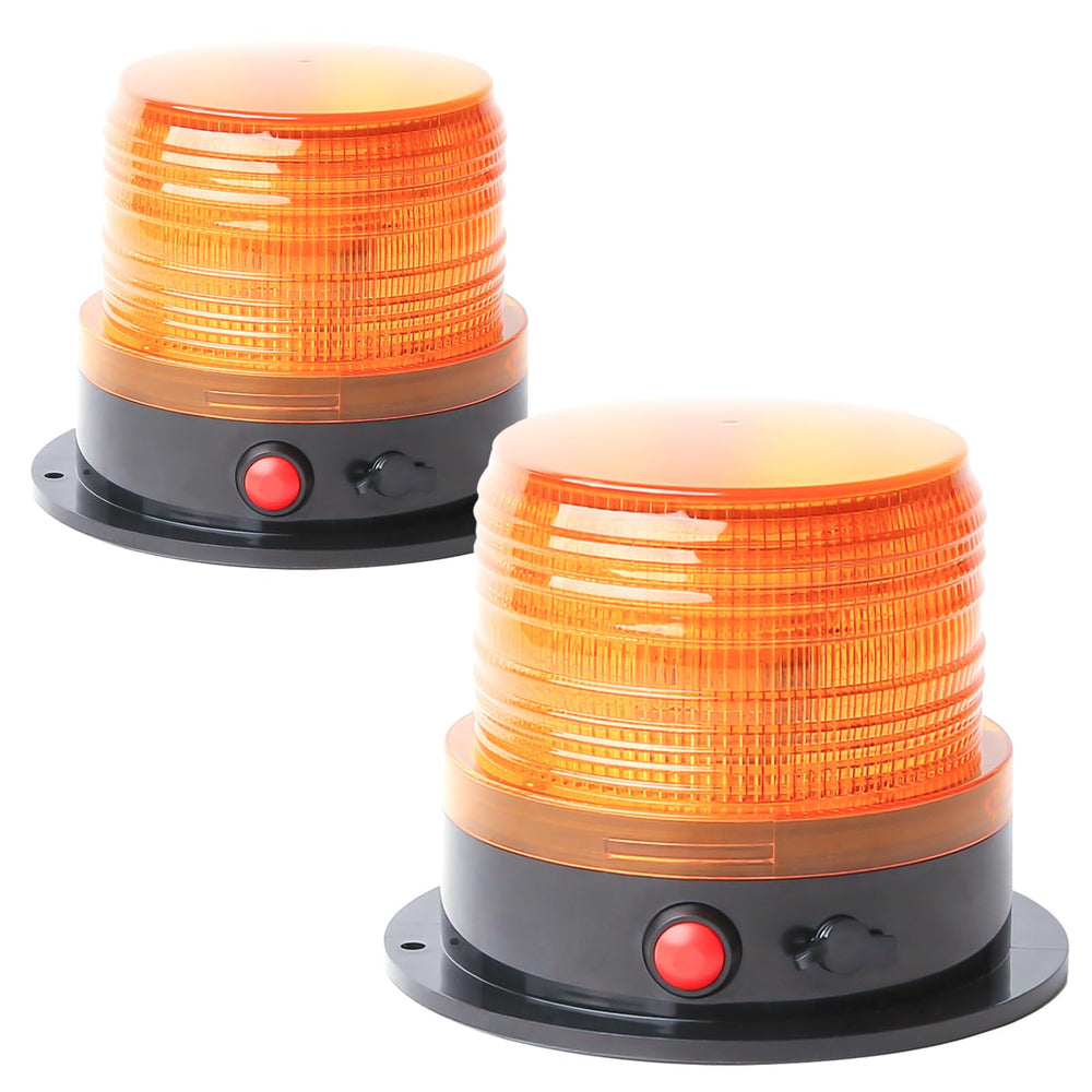 BooYu amber strobe front view showing bright LEDs and clear warning benefit