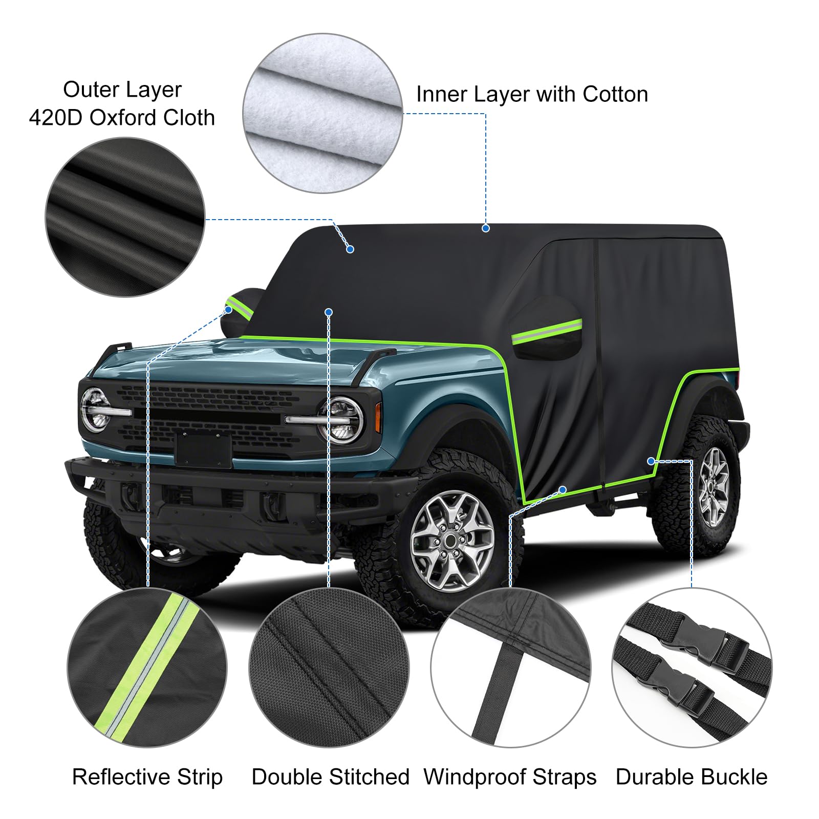 BORDAN rear straps and buckles close-up showing secure windproofing