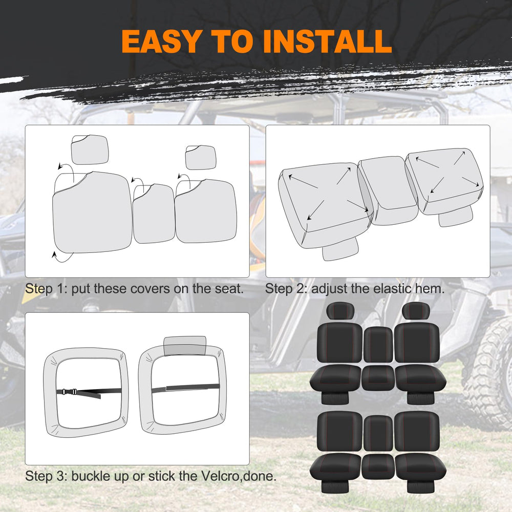 BORDAN headrest and backrest covers showing complete seat protection