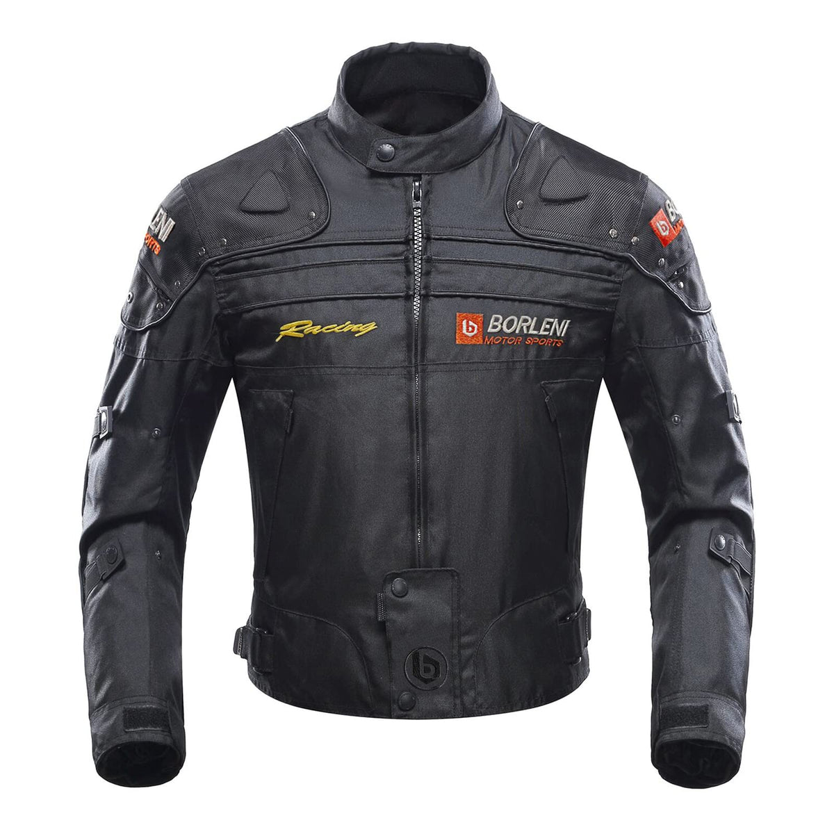 BORLENI front view showing jacket fit and protective design for everyday riding
