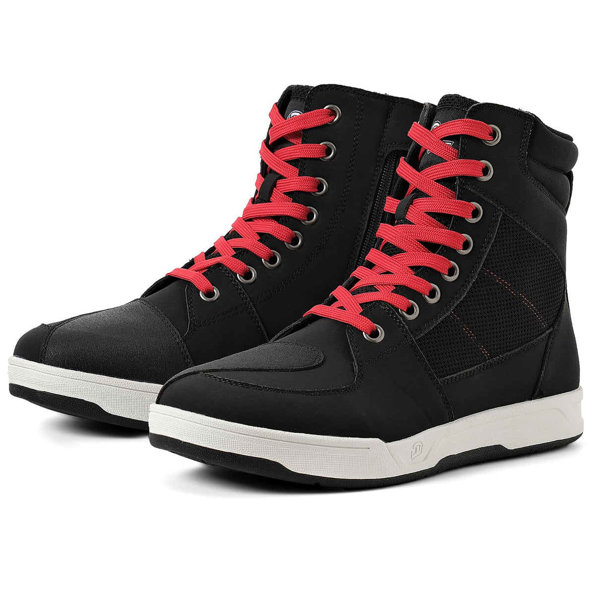 BORLENI front view showing street-style riding shoe and everyday protection