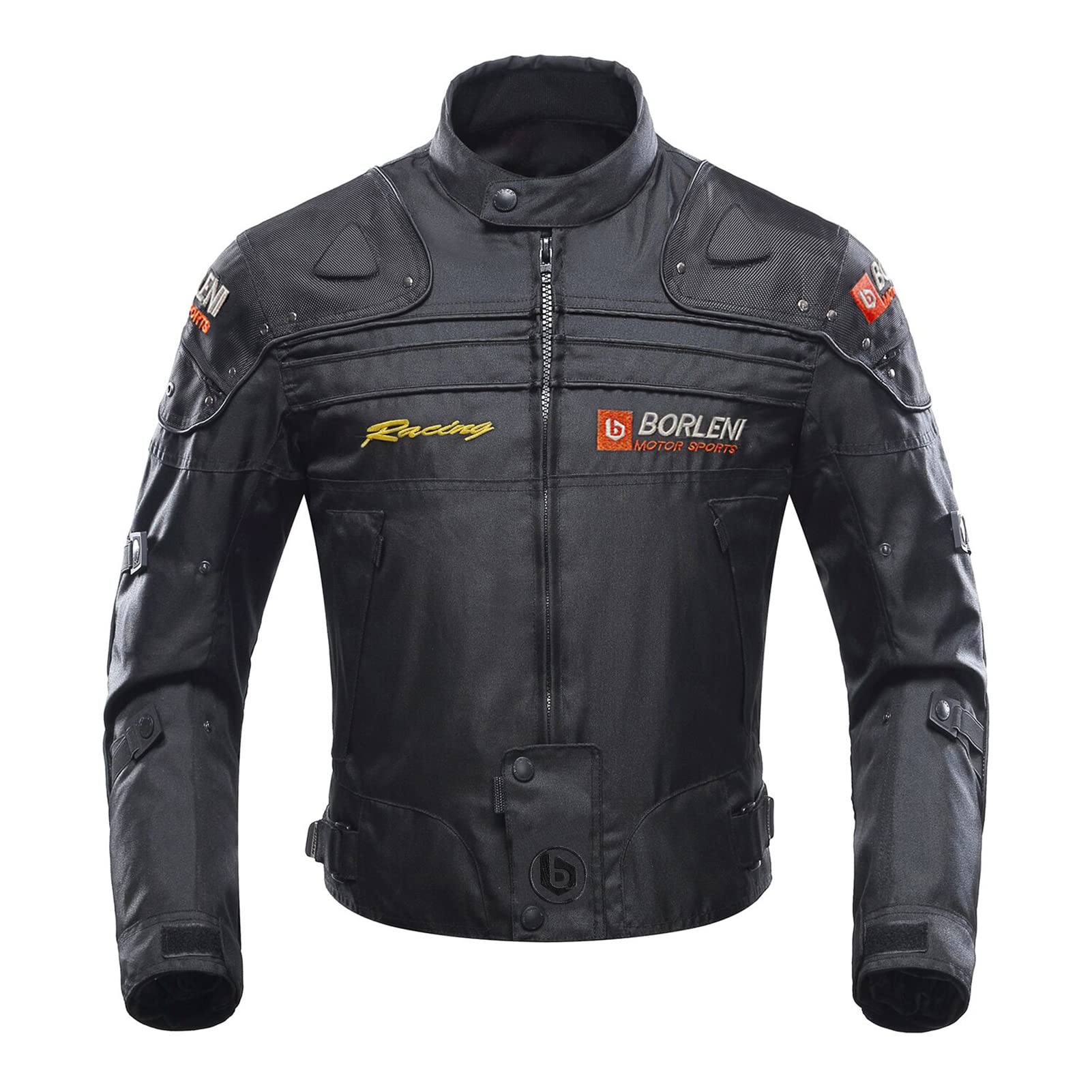 BORLENI front view jacket closed showing fit and protection benefits