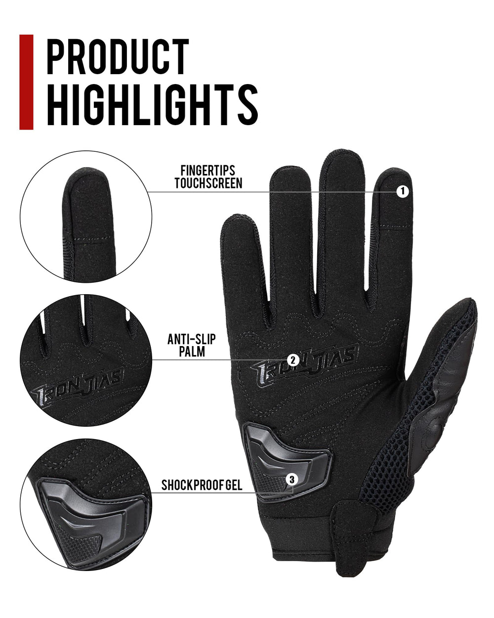 BORLENI palm suede reinforcement providing improved grip and shock absorption