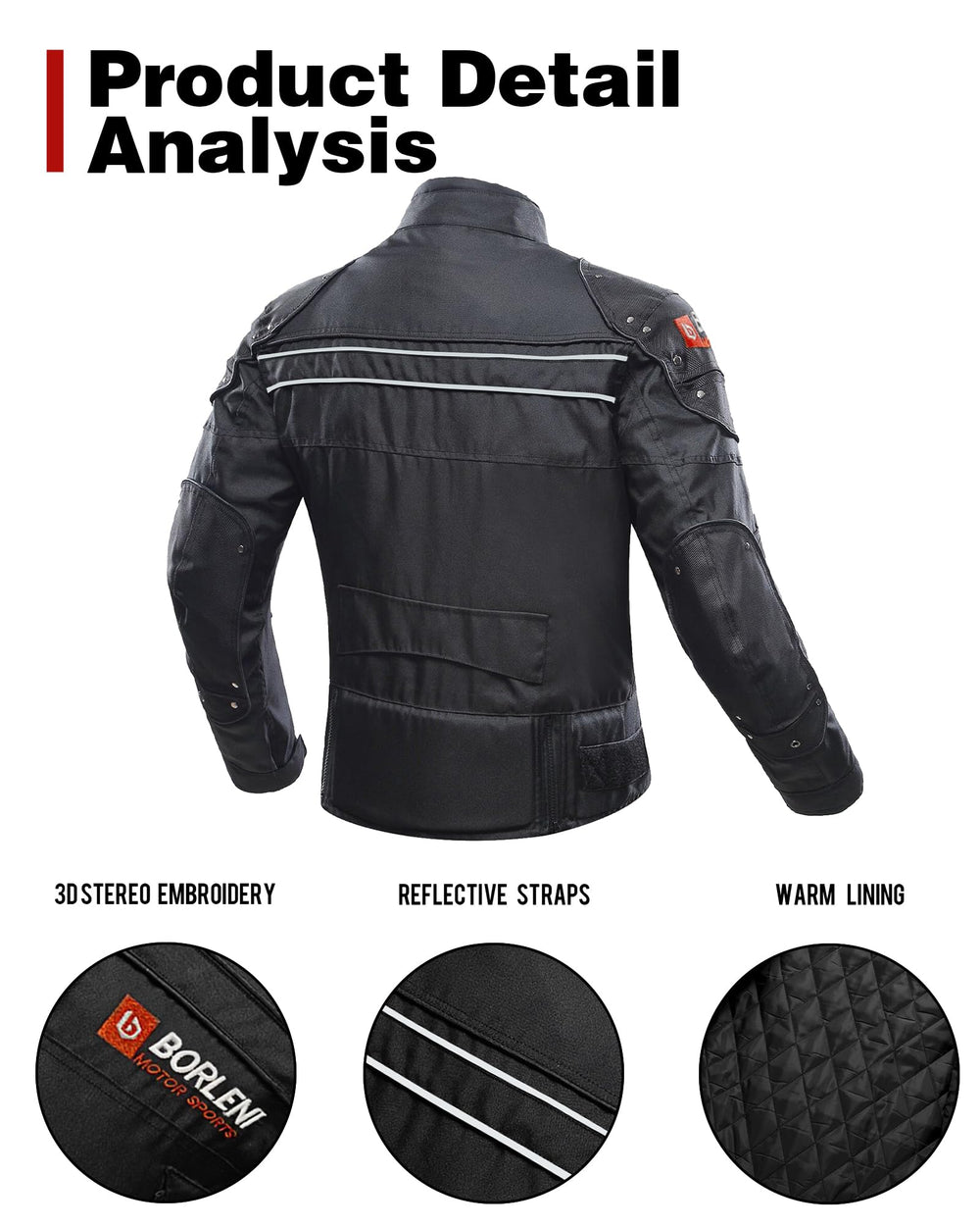 BORLENI removed thermal liner displayed to show versatile all-season comfort