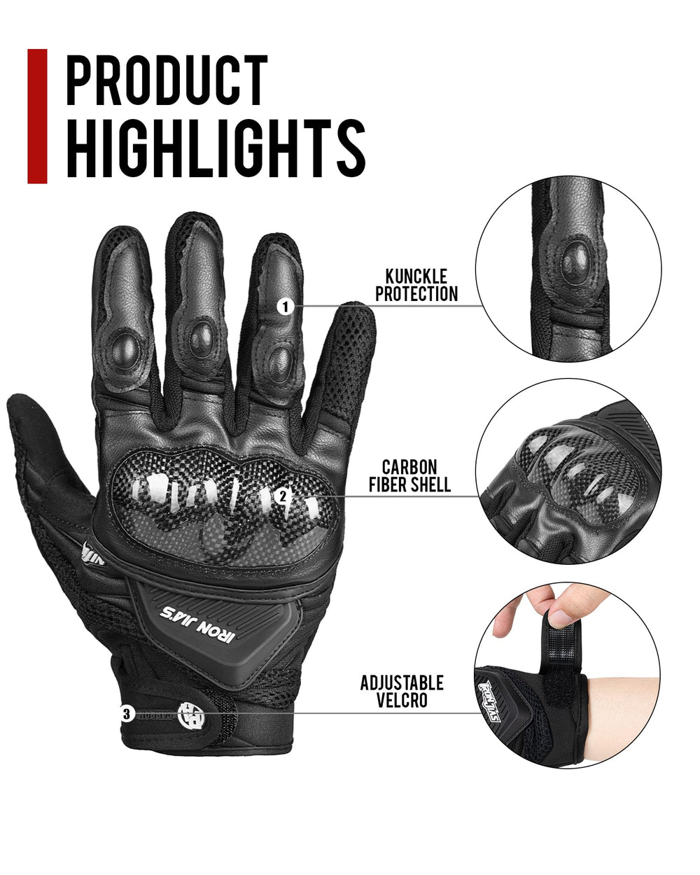 BORLENI gloves on handlebar showing secure grip for safer control