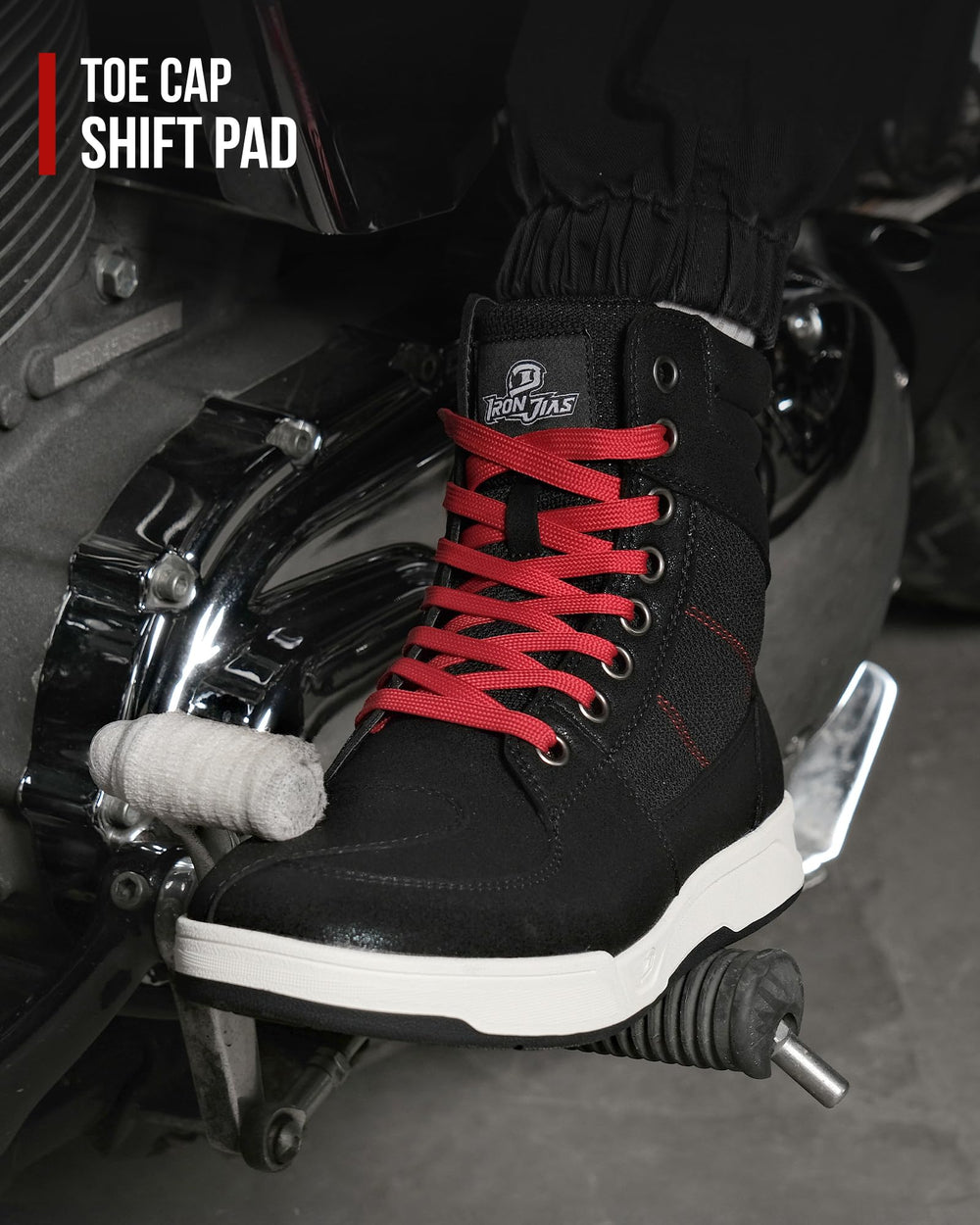 BORLENI toe gearshift protection detail showing reinforced, wear-resistant area