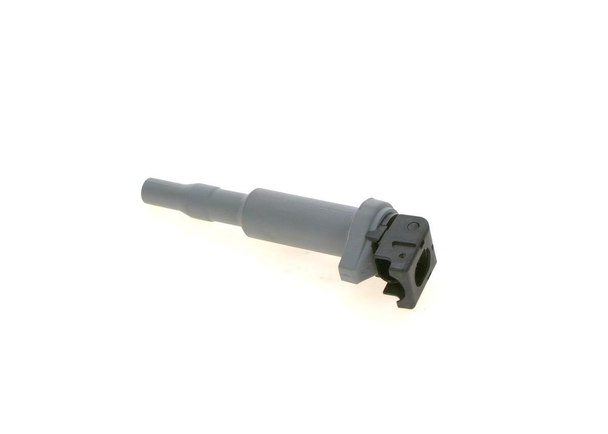 Bosch ignition coil front view showing brand and fitment benefits